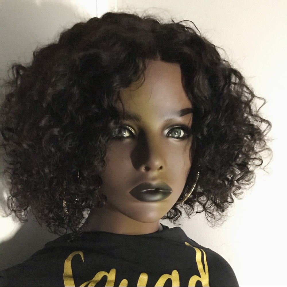 10 inch curly lace front bob wig
